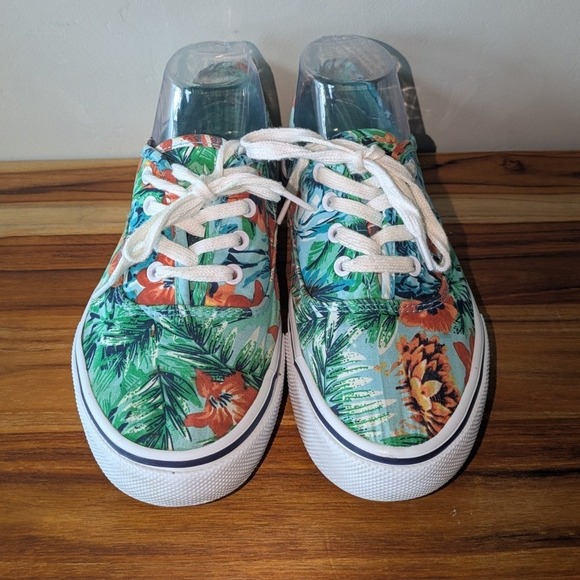 Airwalk Women's Tropical Floral Canvas Sneakers Size 7 Low Top Lace Up Shoes - Picture 2 of 9